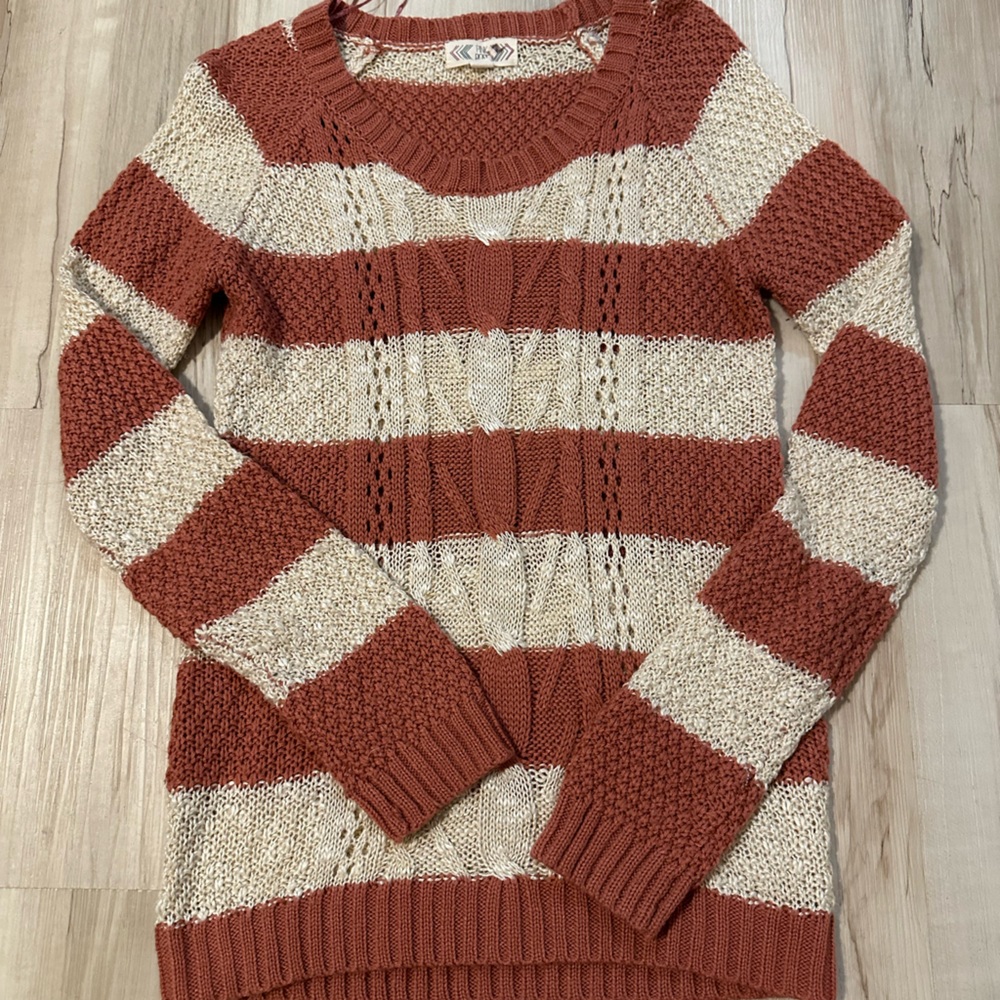 Pink Rose women's pink and cream knit sweater size small, in excellent condition